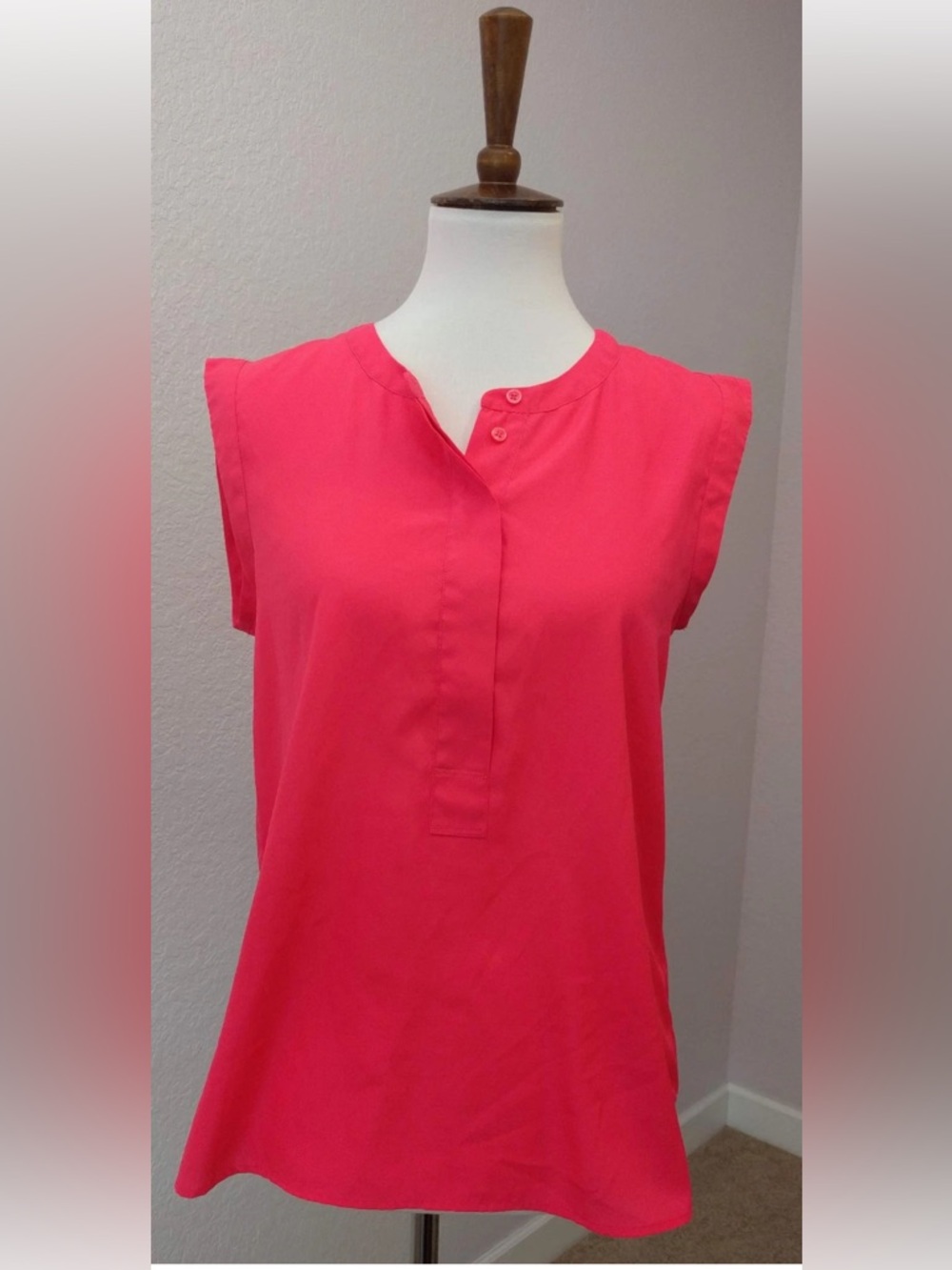 J. Crew Sleeveless Split-Neck Camisole in Bright Pink FLAWED